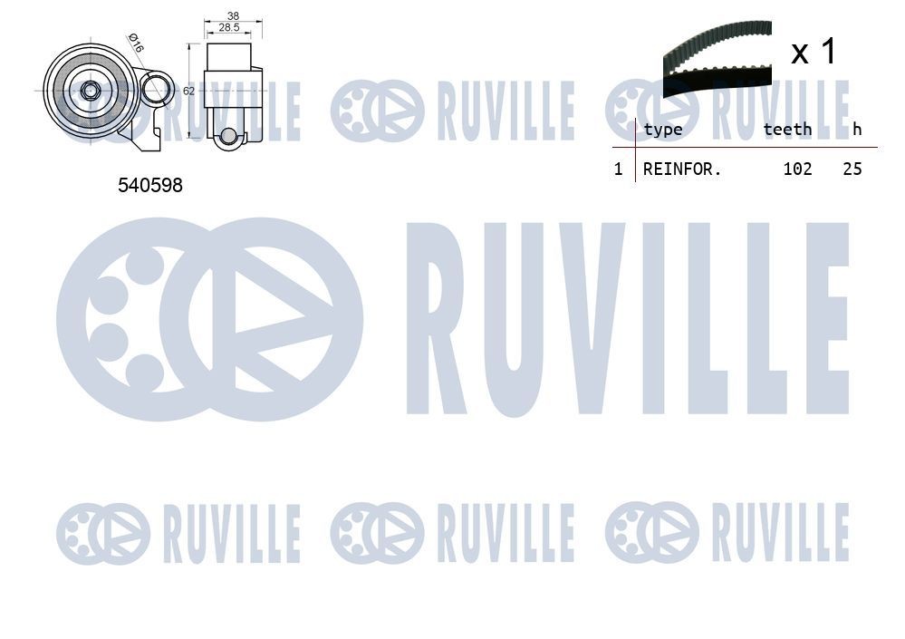 RUVILLE 5634950 Ролков комплект, зъбен ремък CADDY 2.0 TDI 110 K.C. дизел