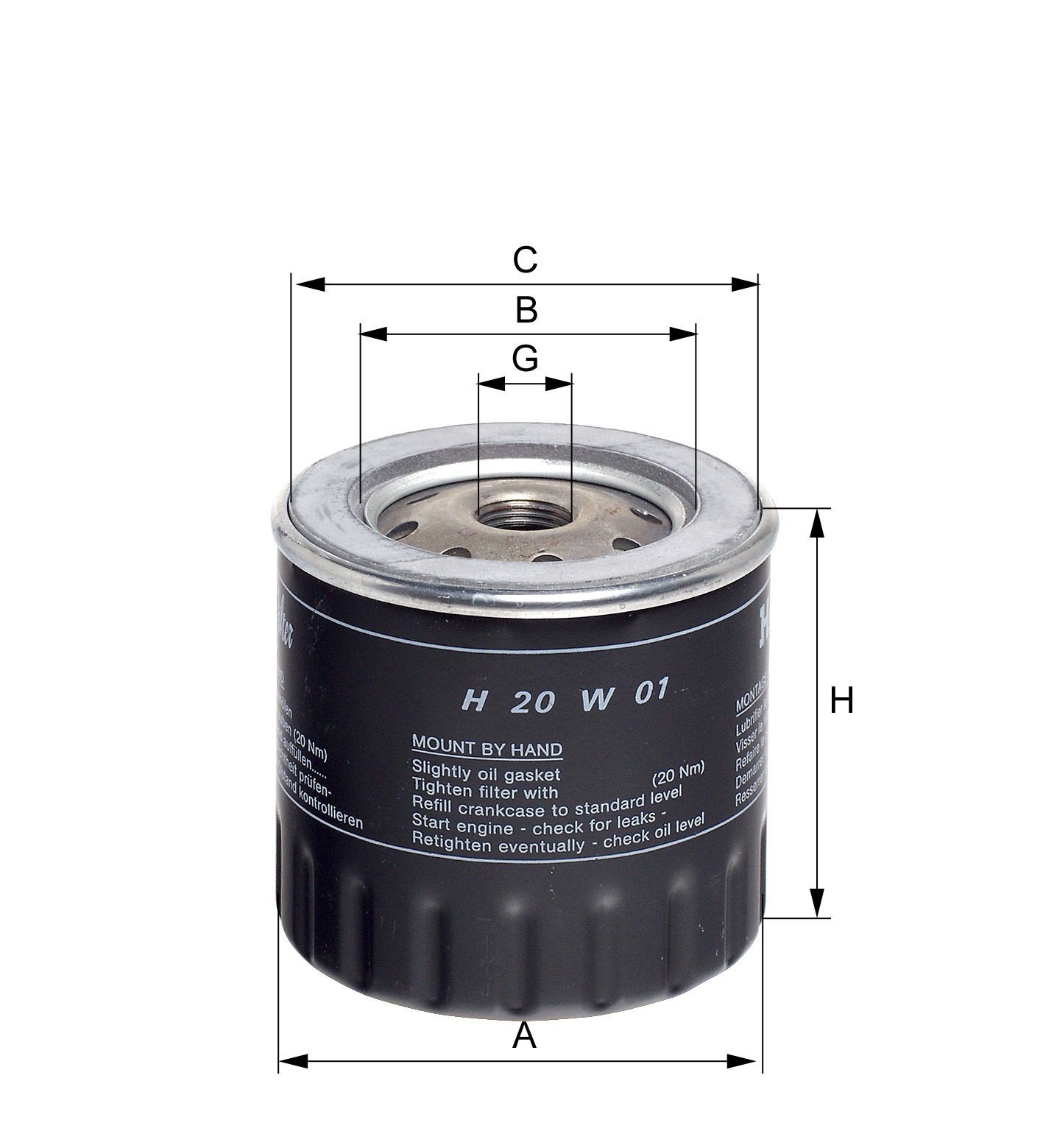 HENGST FILTER Oil filter Article number: H20W01 cheaply