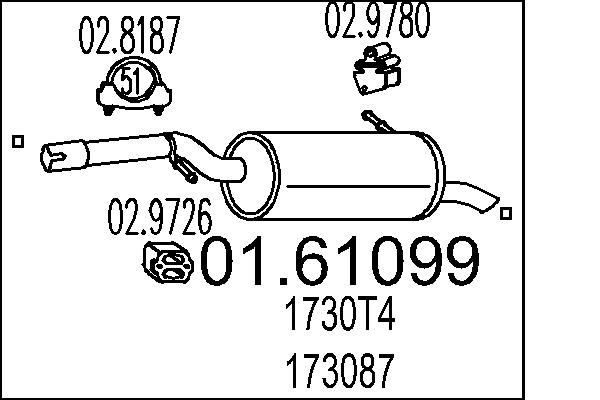 MTS Rear silencer Article number: 01.61099 cheaply