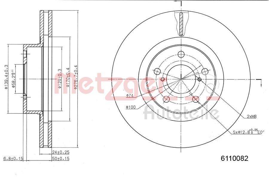 METZGER Brake disc Article number: 6110082 cheaply
