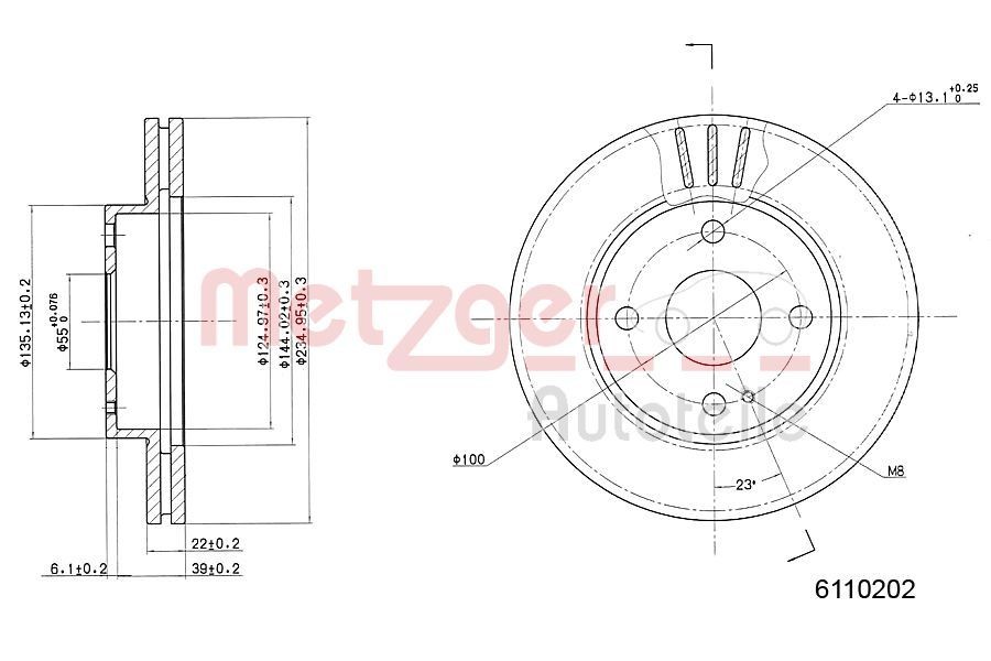 METZGER Brake disc Article number: 6110202 cheaply