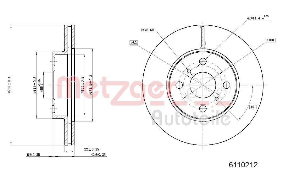 METZGER Brake disc Article number: 6110212 cheaply