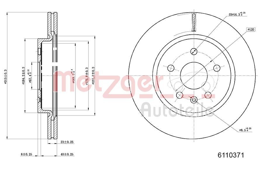 METZGER Brake disc Article number: 6110371 cheaply