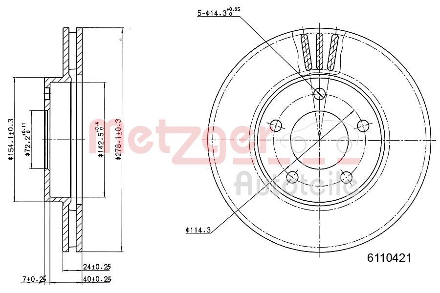 METZGER Brake disc Article number: 6110421 cheaply