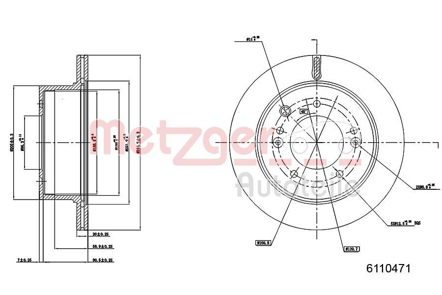 METZGER Brake disc Article number: 6110471 cheaply
