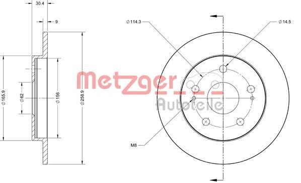 METZGER Brake disc Article number: 6110498 cheaply