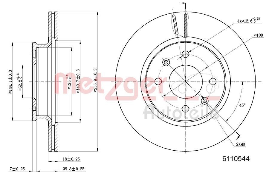 METZGER Brake disc Article number: 6110544 cheaply
