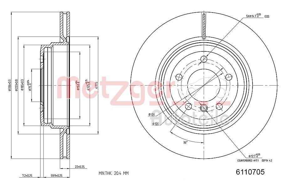 METZGER Brake disc Article number: 6110705 cheaply