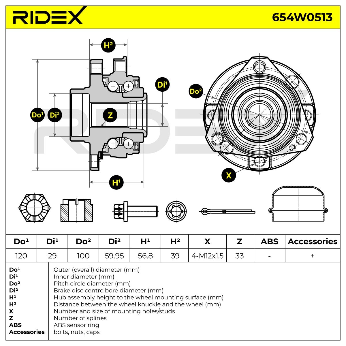 RIDEX Wheel bearing kit Article number: 654W0513 cheaply