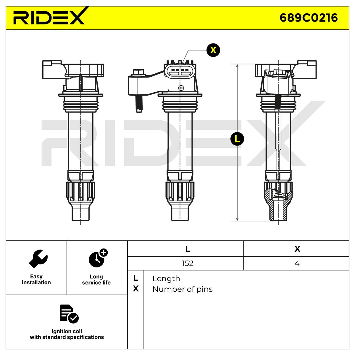 RIDEX Uždegimo ritė prekės numeris: 689C0216 nebrangu