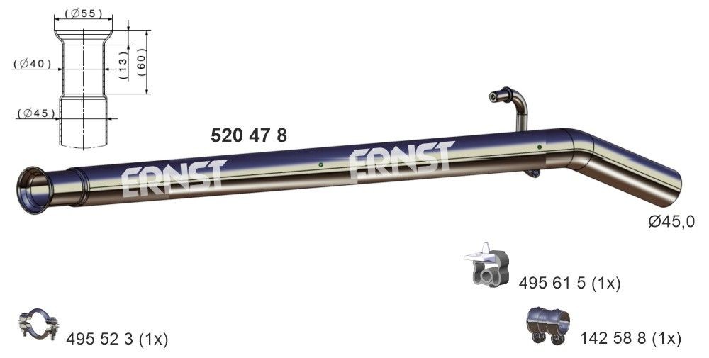 ERNST Exhaust Pipe Article number: 520478 cheaply