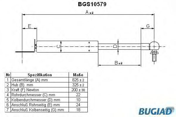 BUGIAD Dujinė spyruoklė, bagažinė prekės numeris: BGS10579 nebrangu