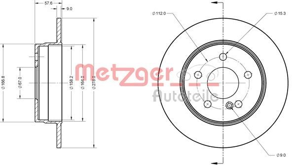 METZGER Brake disc Article number: 6110423 cheaply