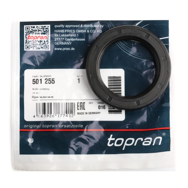 TOPRAN Shaft Seal, differential Article number: 501 255 cheaply