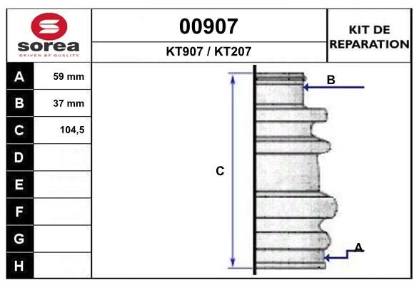 SNRA Bellow Set, drive shaft Article number: 00907 cheaply