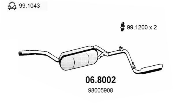 ASSO Middle- / End Silencer Article number: 06.8002 cheaply