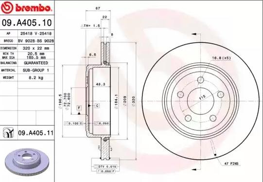 BREMBO Piduriketas Artikli number: 09.A405.10 soodsalt