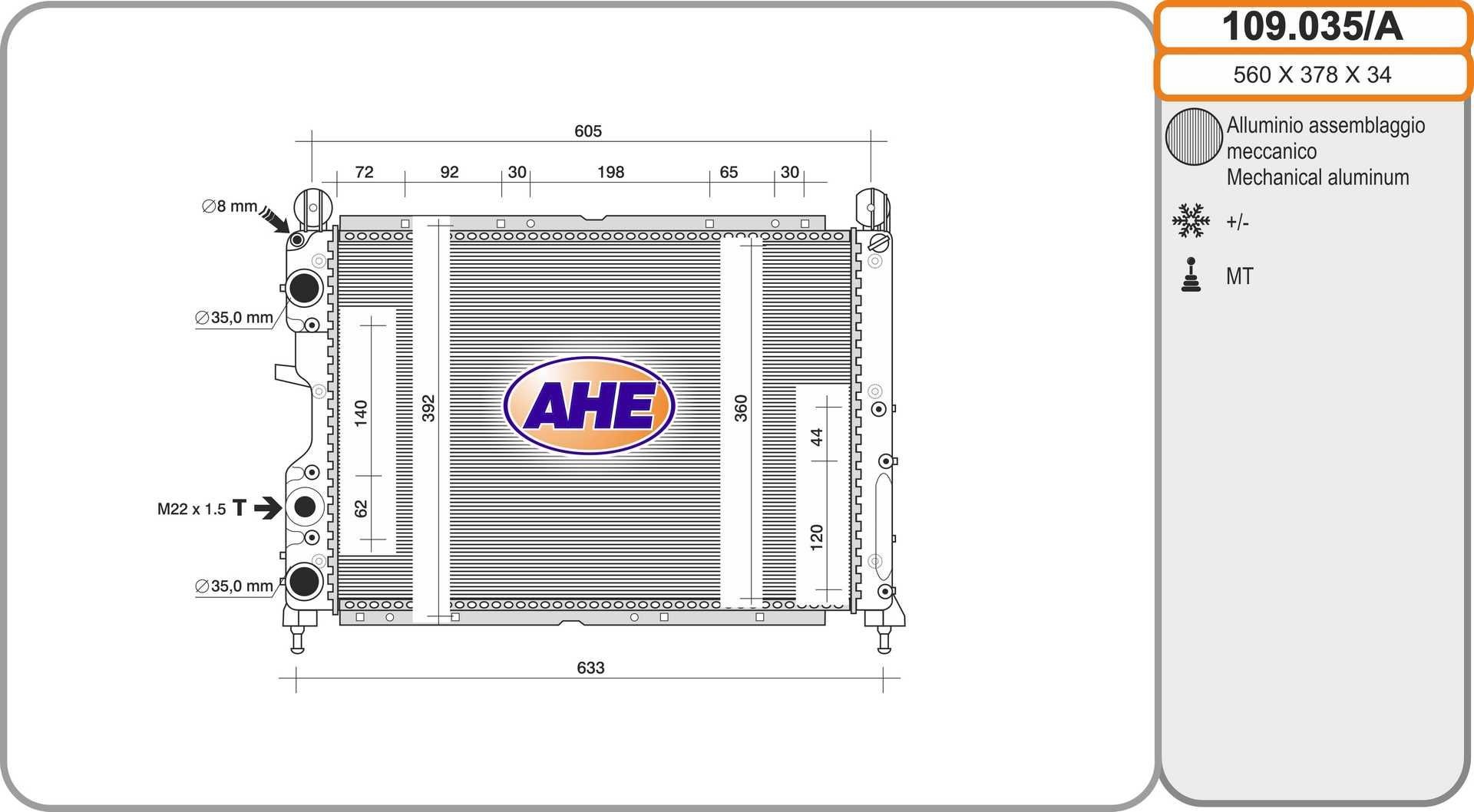 AHE Engine radiator Article number: 109.035/A cheaply