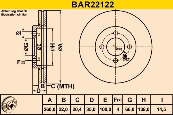 Barum Bremseskive Varenummer: BAR22122 billige