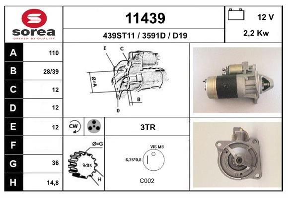EAI Starter motor Article number: 11439 cheaply