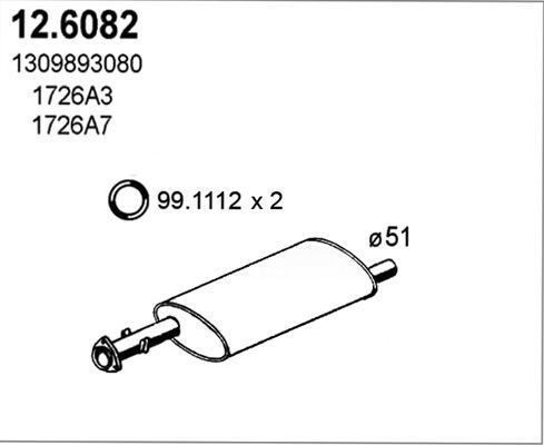 ASSO Middle silencer Article number: 12.6082 cheaply