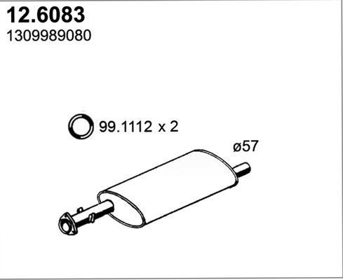 ASSO Middle silencer Article number: 12.6083 cheaply