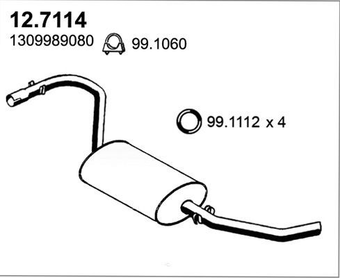 ASSO Rear silencer Article number: 12.7114 cheaply