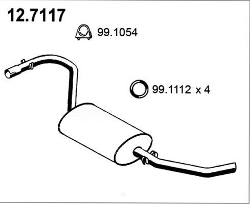 ASSO Rear silencer Article number: 12.7117 cheaply