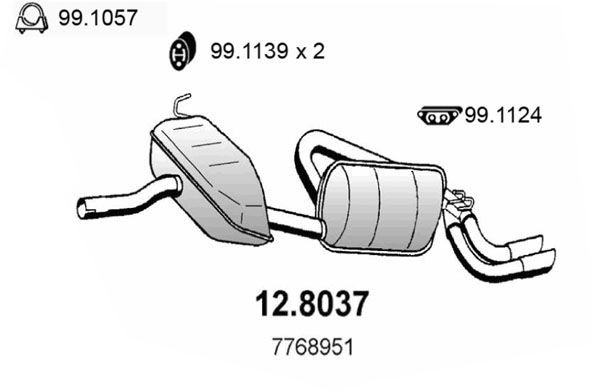 ASSO Middle- / End Silencer Article number: 12.8037 cheaply