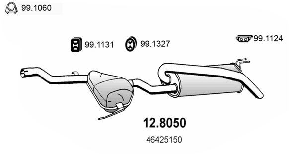 ASSO 12.8050 Middle- / End Silencer MAREA 2.4 JTD 130 130 PS Diesel 2007