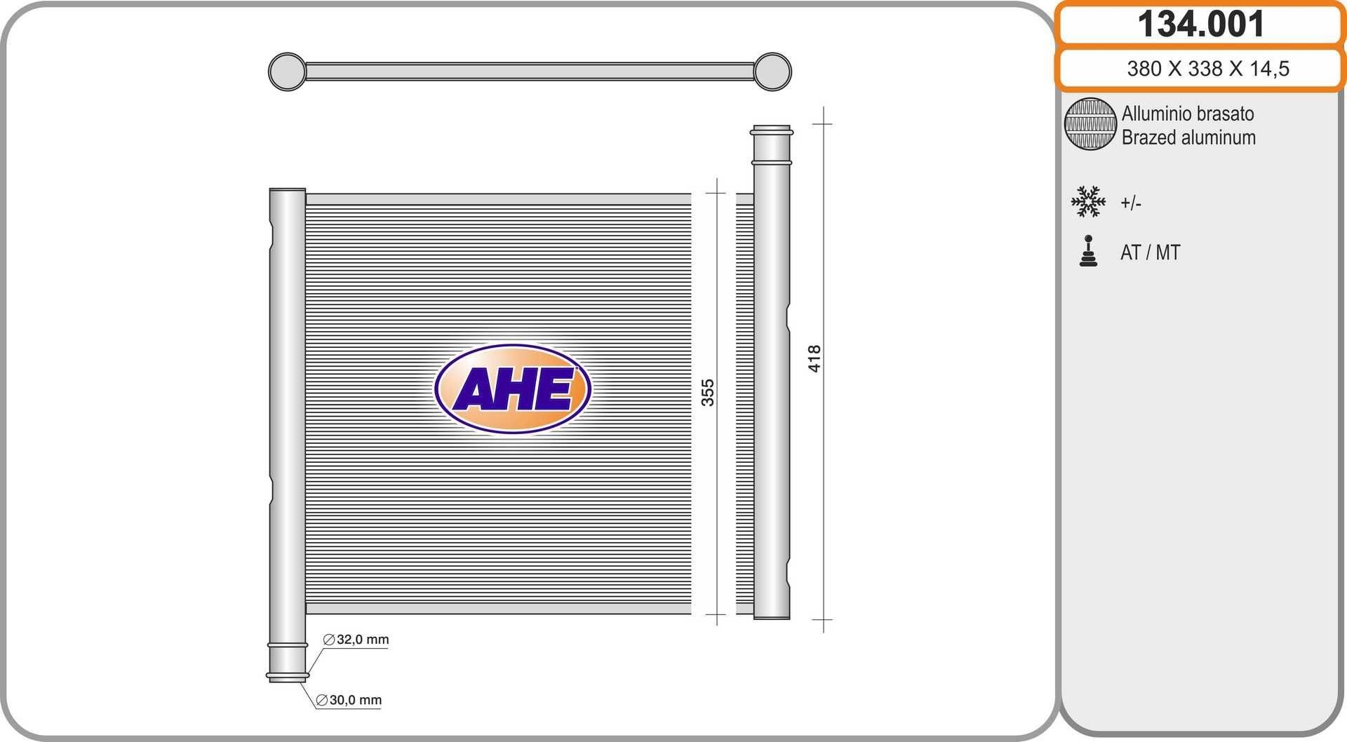 AHE Radiaator, mootorijahutus Artikli number: 134.001 soodsalt
