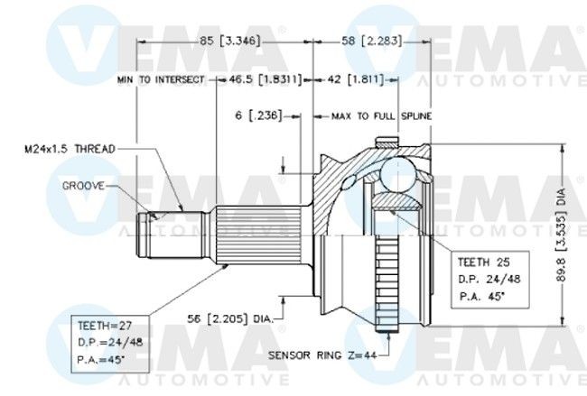 VEMA Joint kit, drive shaft Article number: 18261 cheaply