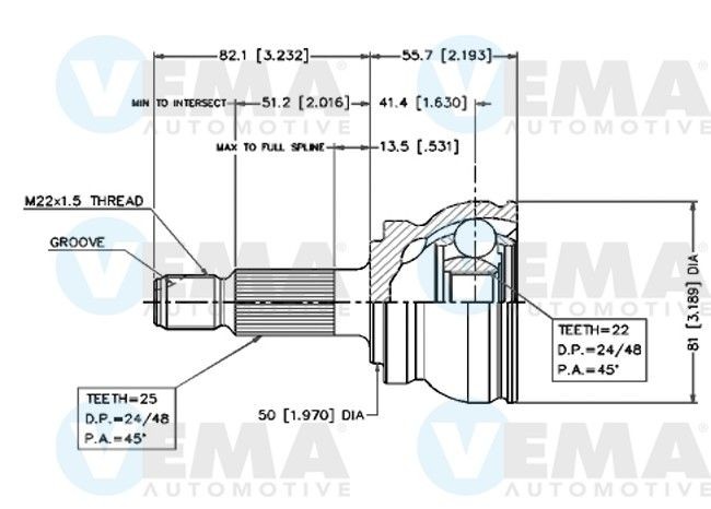VEMA Joint kit, drive shaft Article number: 18400 cheaply