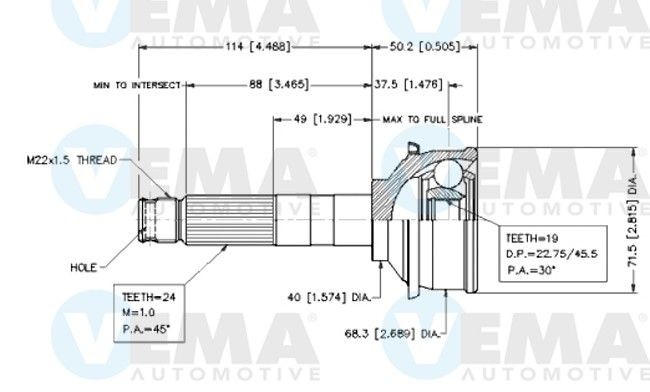 VEMA Joint kit, drive shaft Article number: 18554 cheaply