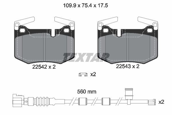 TEXTAR Brake pad set Article number: 2254201 cheaply