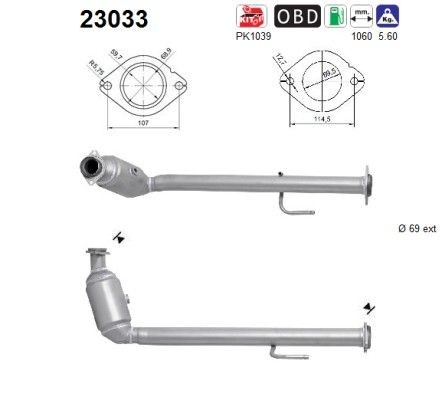 AS Catalytic converter Article number: 23033 cheaply