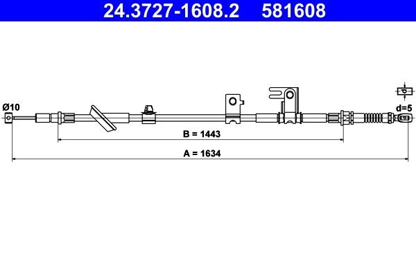ATE Hand brake cable Article number: 24.3727-1608.2 cheaply