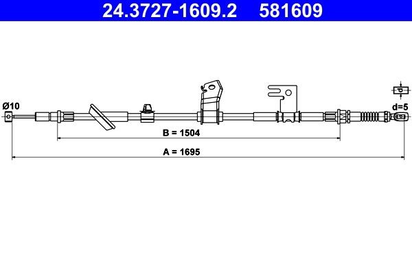 ATE Hand brake cable Article number: 24.3727-1609.2 cheaply