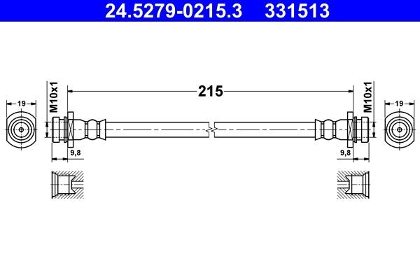 ATE Brake hose Article number: 24.5279-0215.3 cheaply