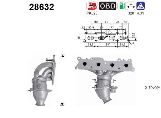 AS Catalytic converter Article number: 28632 cheaply