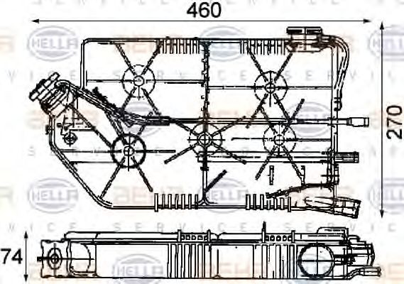 HELLA Coolant expansion tank Article number: 8MA 376 705-041 cheaply