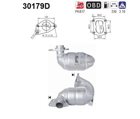 AS Catalytic converter Article number: 30179D cheaply