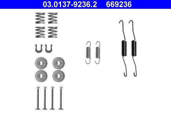 ATE 03.0137-9236.2 Accessory Kit, brake shoes YARIS 1.4 D-4D (NLP20_, NLP22_) 75 PS Diesel 2005
