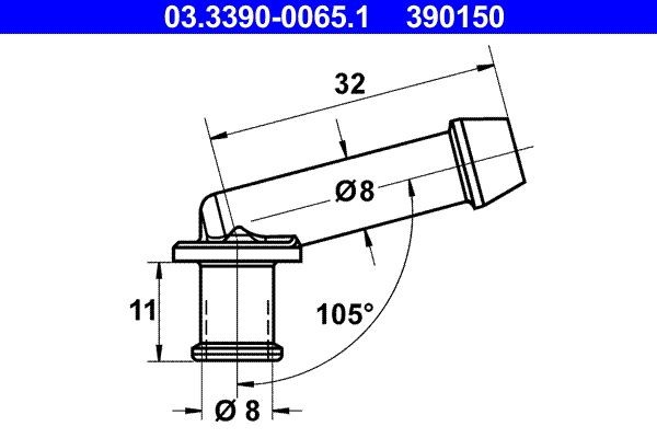 ATE Connection Piece, hose line Article number: 03.3390-0065.1 cheaply
