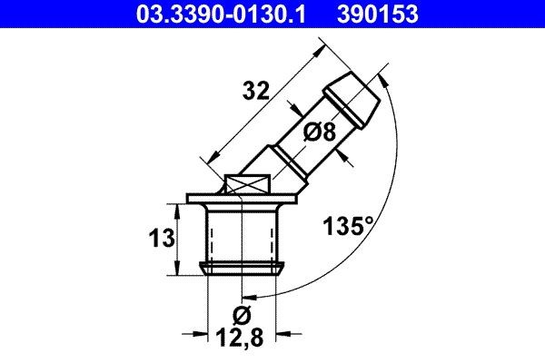 ATE Connection Piece, hose line Article number: 03.3390-0130.1 cheaply