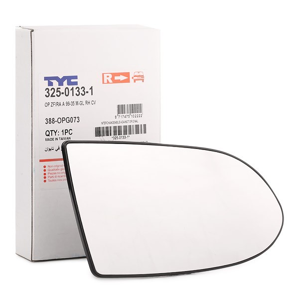 TYC Mirror Glass, outside mirror Article number: 325-0133-1 cheaply
