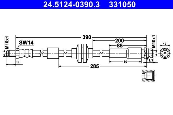 ATE Brake hose Article number: 24.5124-0390.3 cheaply