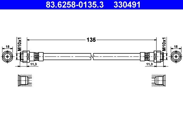 ATE Brake hose Article number: 83.6258-0135.3 cheaply