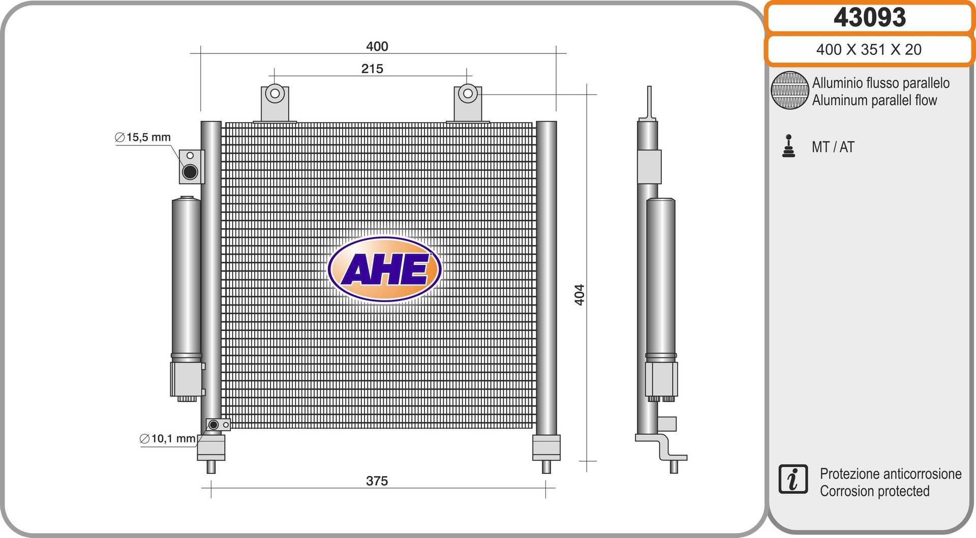 AHE Air conditioning condenser Article number: 43093 cheaply