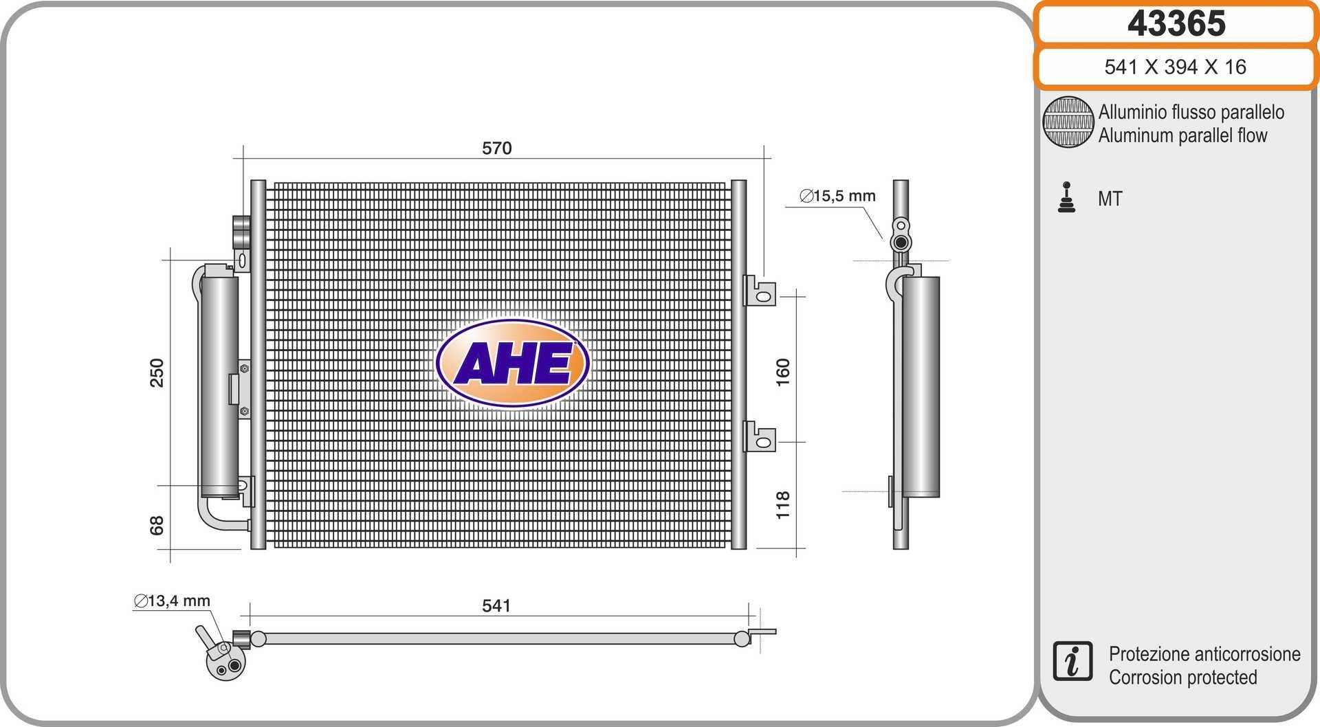 AHE Air conditioning condenser Article number: 43365 cheaply